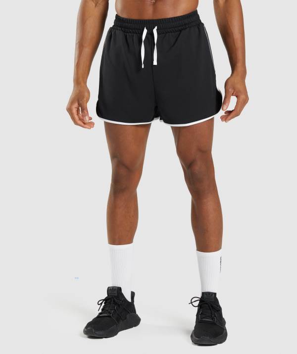 Panske Šortky Gymshark Recess 3" Čierne Biele | JT4910652